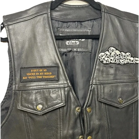 Bikers Club Leather Patchwork Biker Vest Made In Pakistan Medium Motorcycle